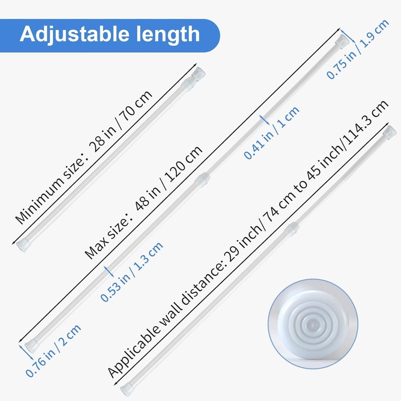 OEH 5 Pcs Tension Rod, Tension Curtain Rod, No Drilling Tension Rods for Windows 28 to 48 inch, Rustproof Spring Rod, Spring Tension Curtain Rod for Doors, Windows, Wardrobe (28-48 inch) - Image 3